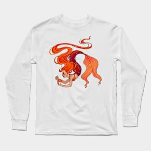 Orange Mermaid Long Sleeve T-Shirt